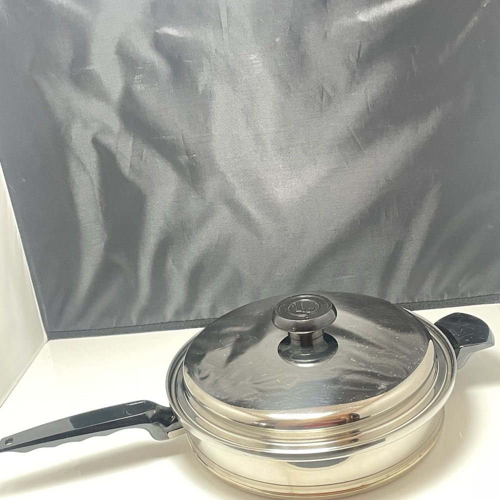 11" Lifetime T304 CC Waterless Cookware Stainless Skillet Pan West Bend With Lid